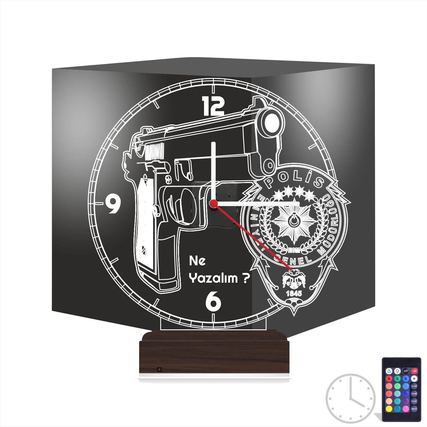 Пистолет и герб Полиции — 3D LED Ночник | Подарок мужчине