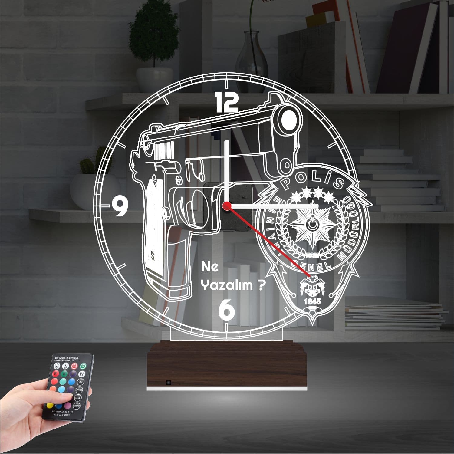 Пистолет и герб Полиции — 3D LED Ночник | Подарок мужчине 2