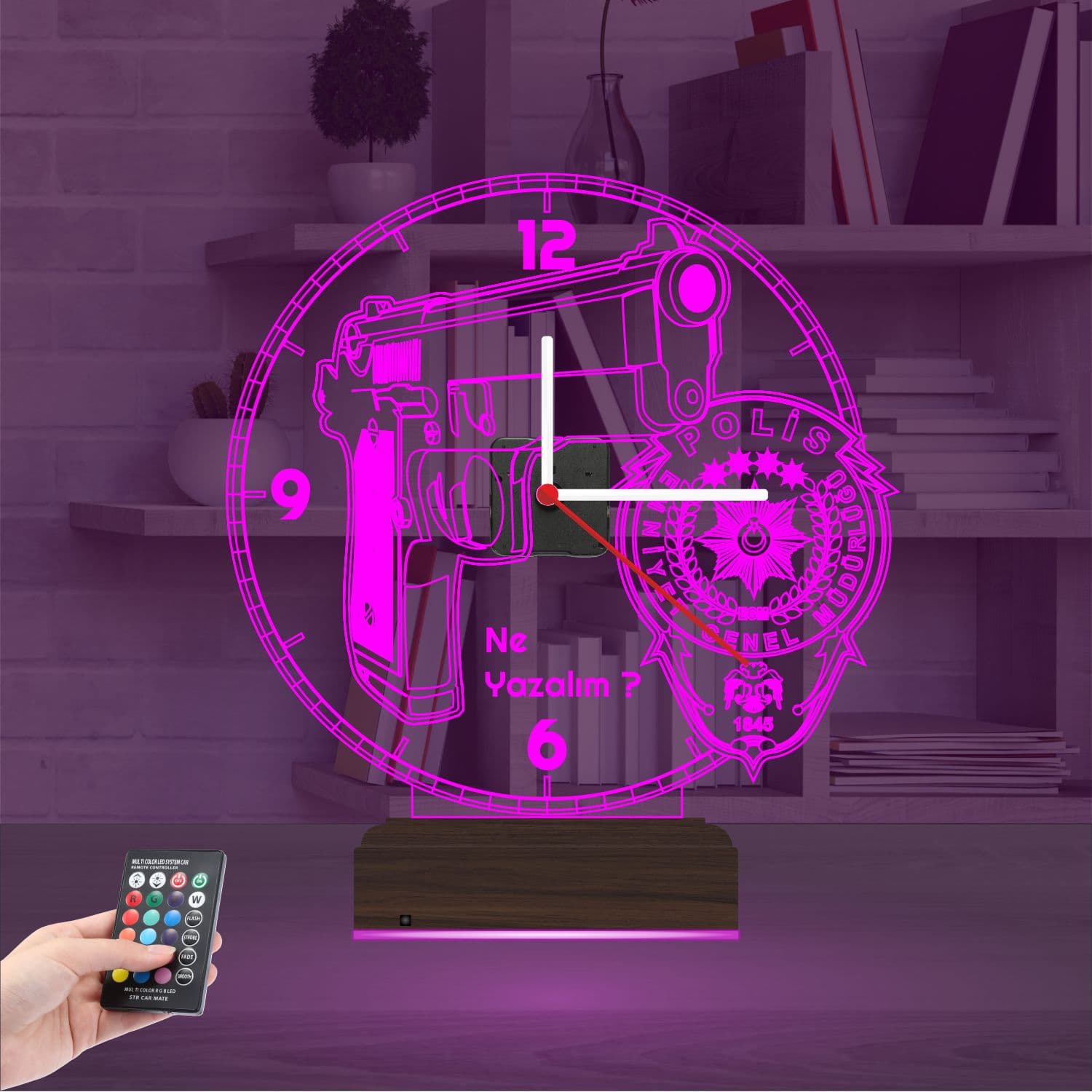 Пистолет и герб Полиции — 3D LED Ночник | Подарок мужчине 4