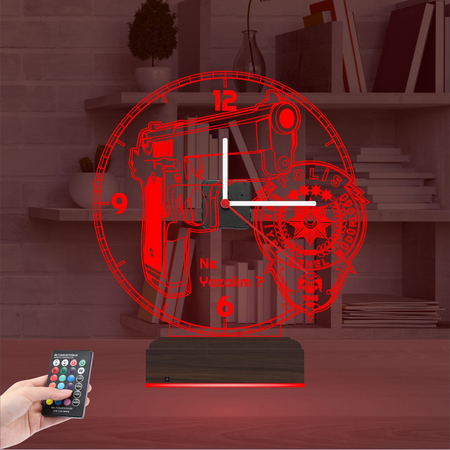 Пистолет и герб Полиции — 3D LED Ночник | Подарок мужчине 5