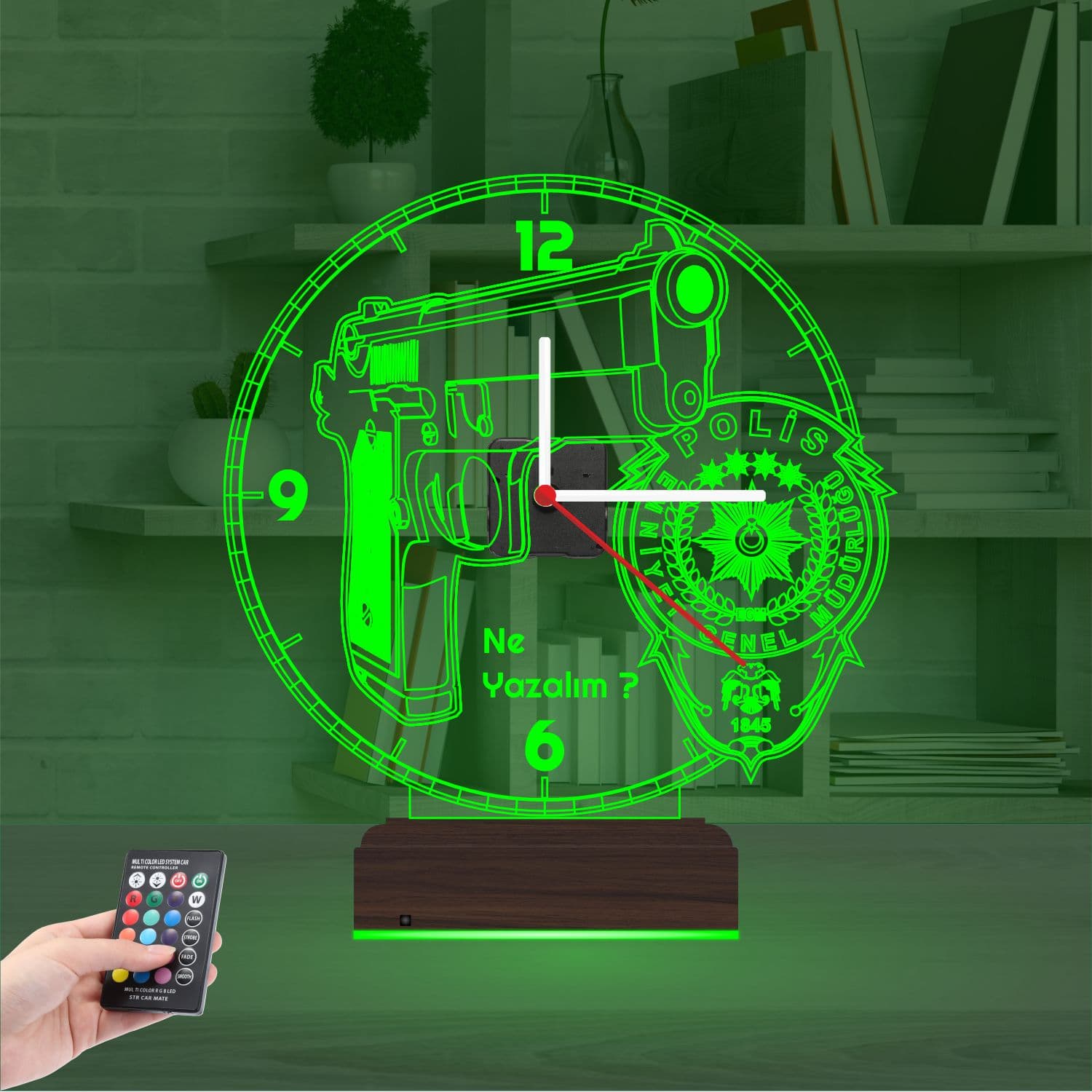 Пистолет и герб Полиции — 3D LED Ночник | Подарок мужчине 6