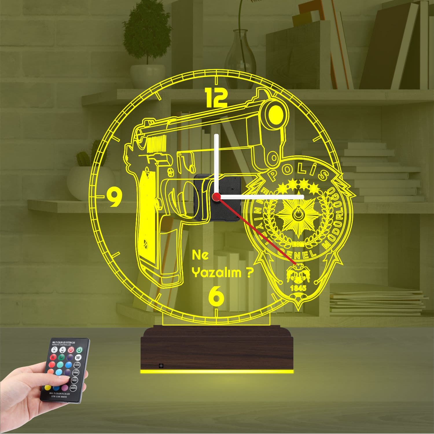 Пистолет и герб Полиции — 3D LED Ночник | Подарок мужчине 7