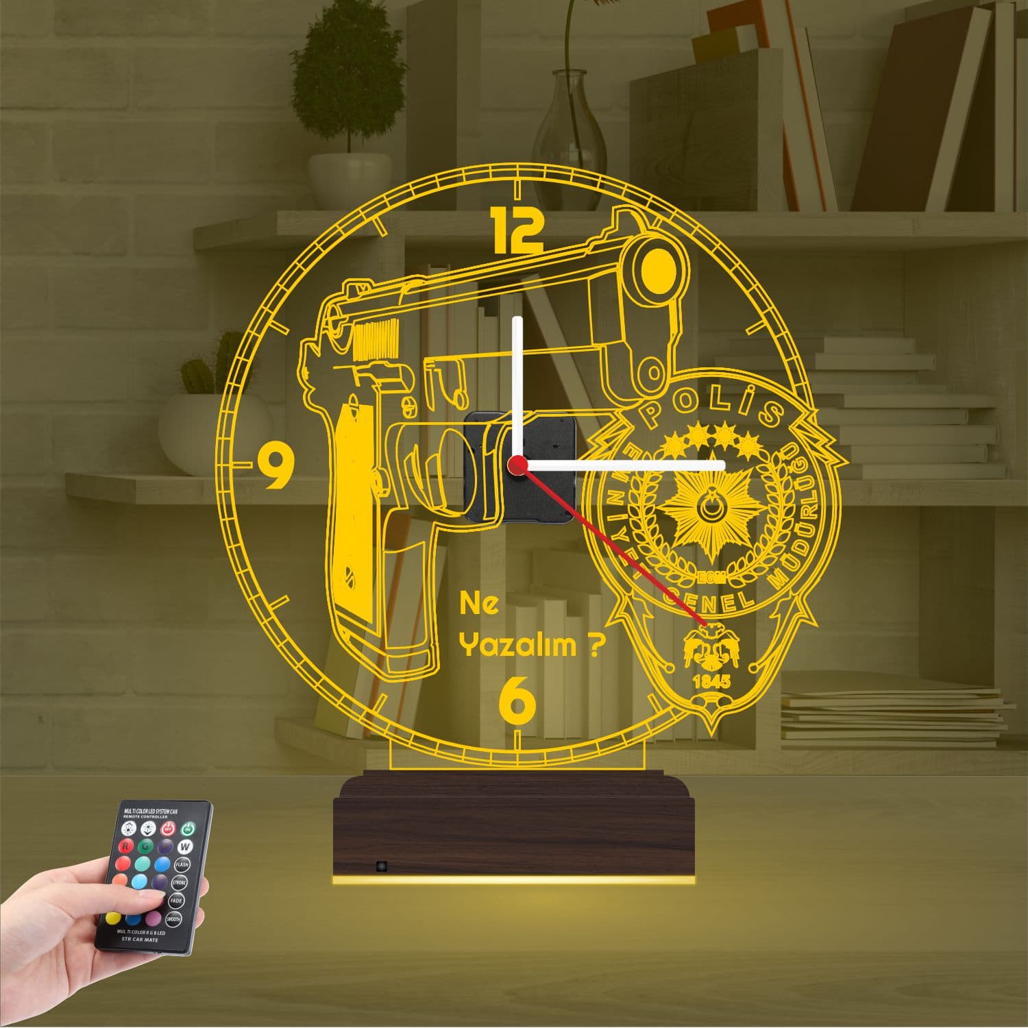 Пистолет и герб Полиции — 3D LED Ночник | Подарок мужчине 8