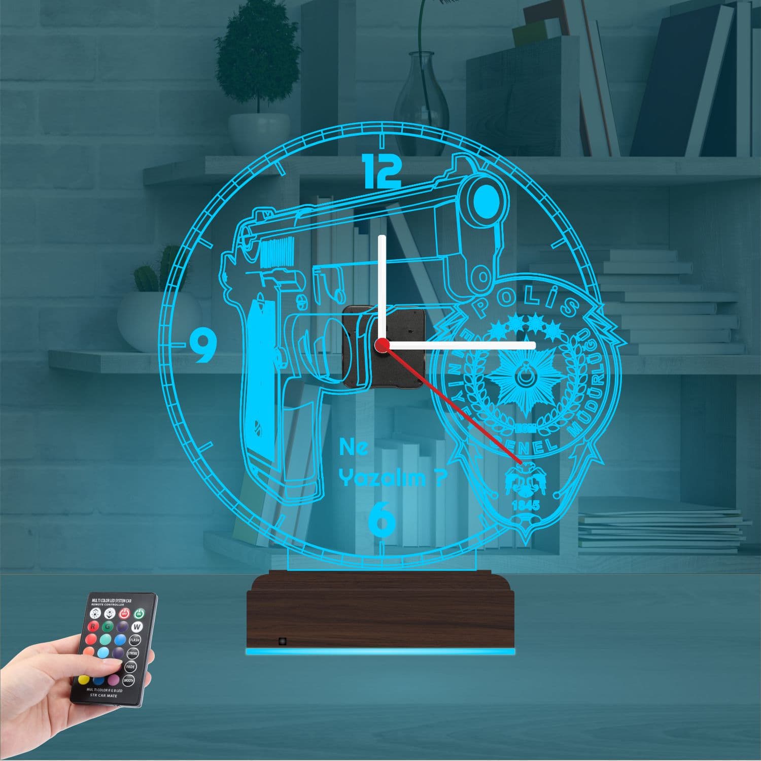 Пистолет и герб Полиции — 3D LED Ночник | Подарок мужчине 9