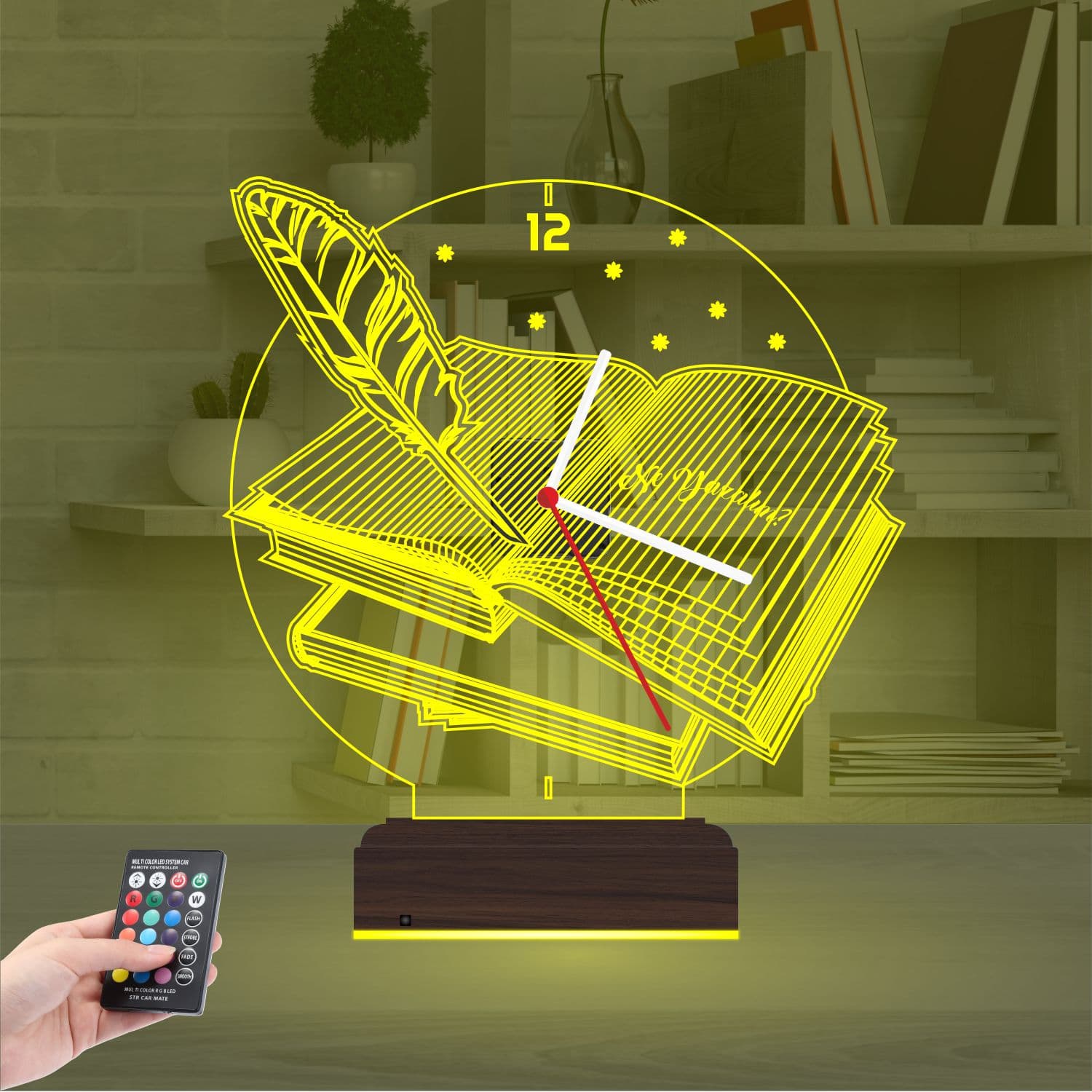 Книга и Перо — 3D LED Ночник с часами | Подарок учителю 7