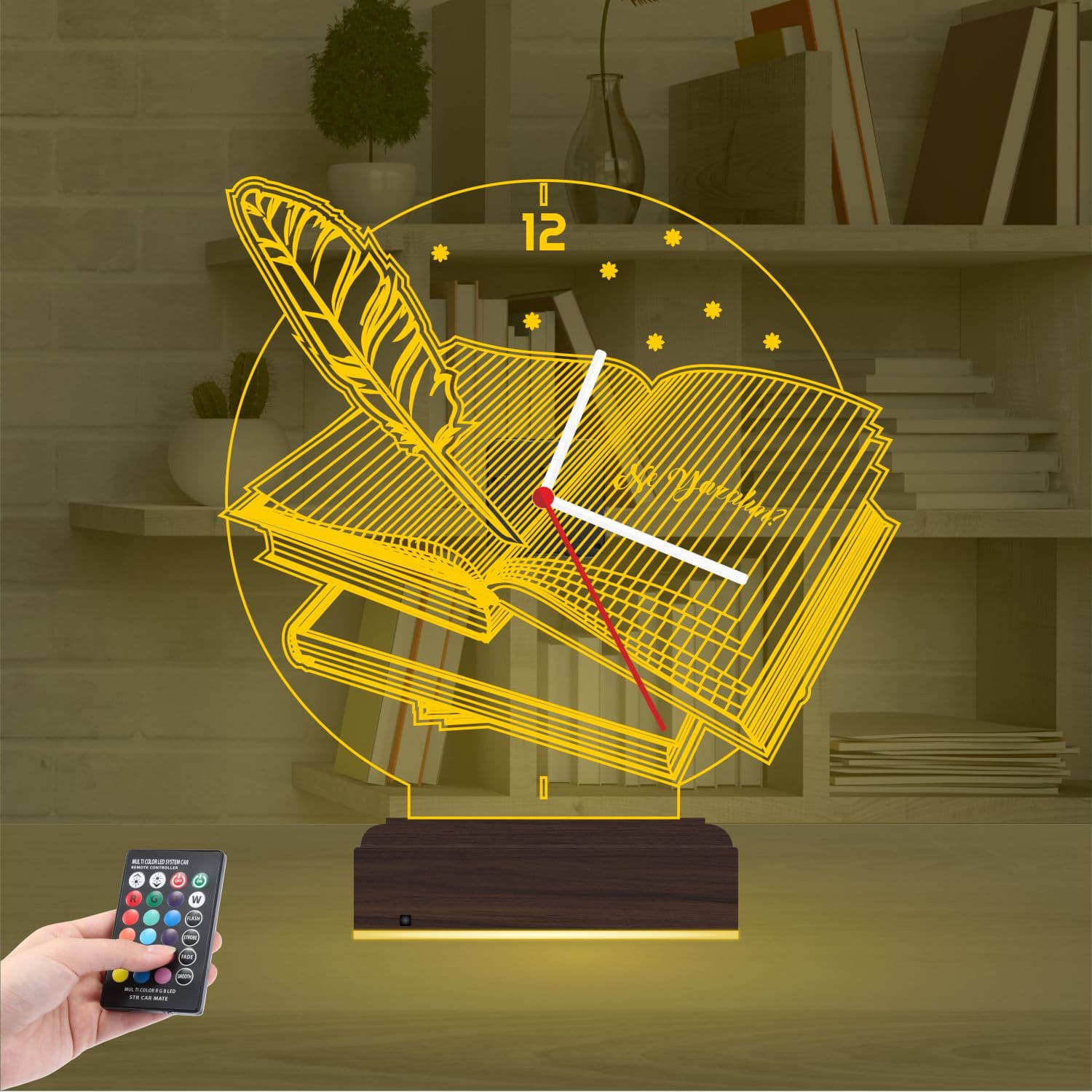 Книга и Перо — 3D LED Ночник с часами | Подарок учителю 8