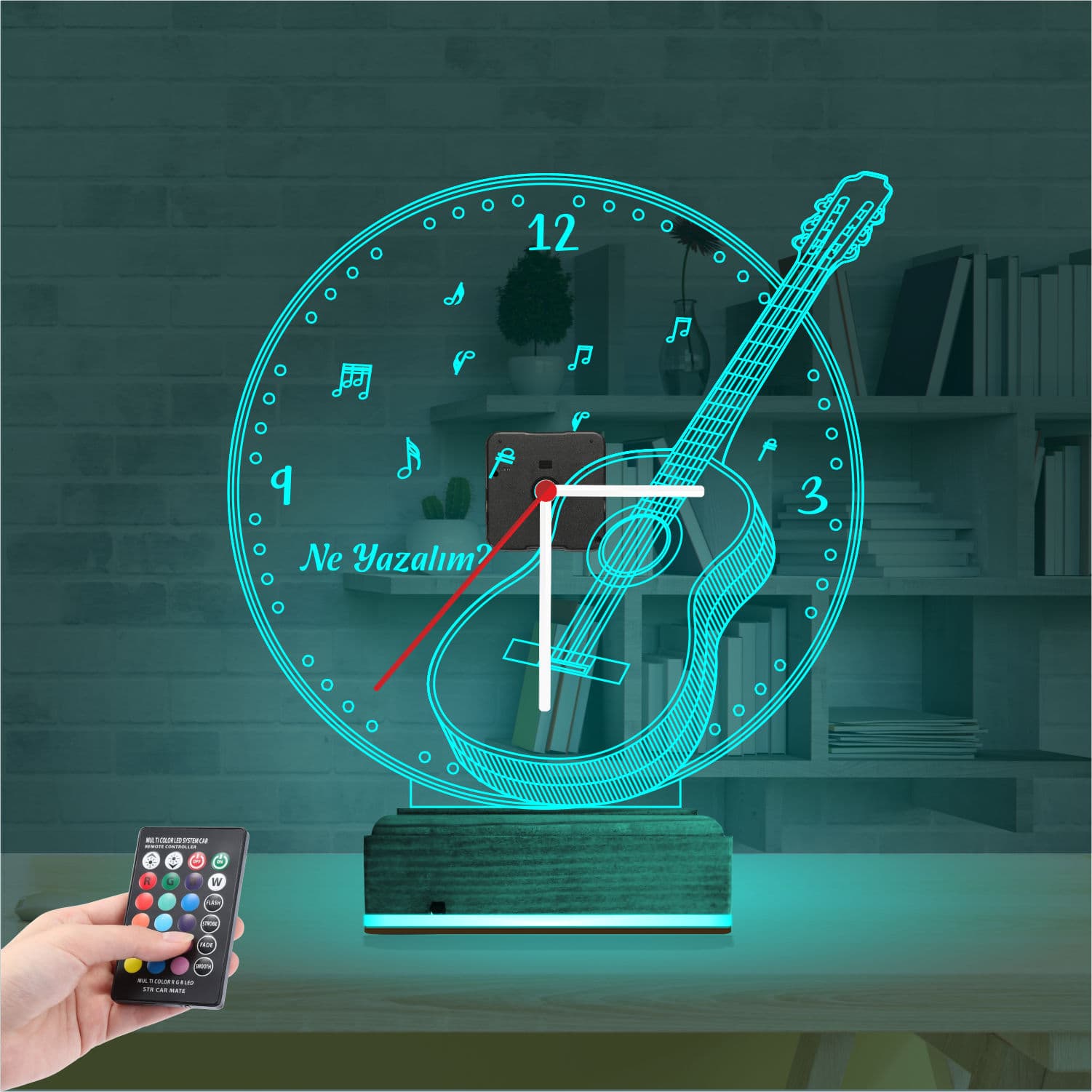 Гитара с часами 3D Ночник 3