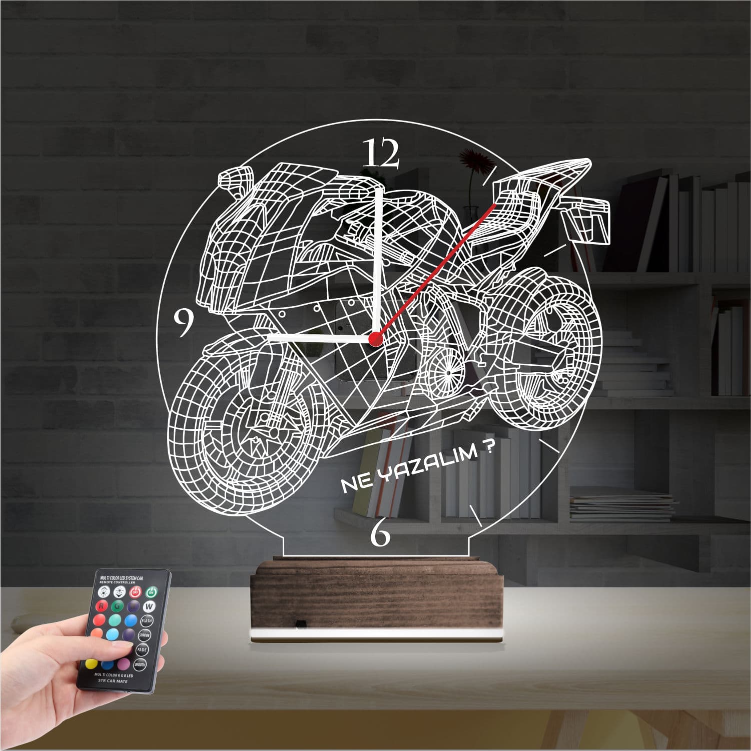 Мотоцикл — 3D LED Ночник с Часами | Подарок мужчине 2