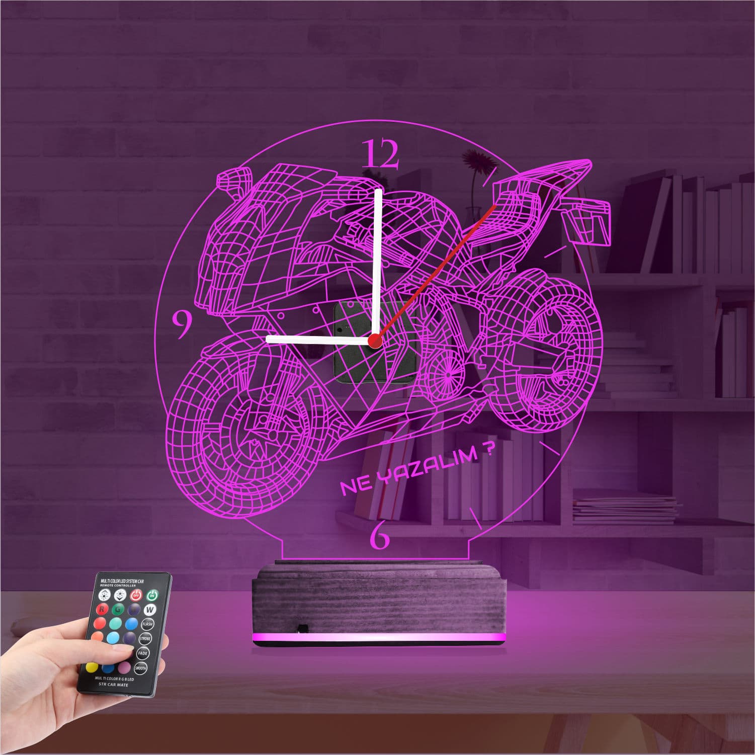 Мотоцикл — 3D LED Ночник с Часами | Подарок мужчине 4