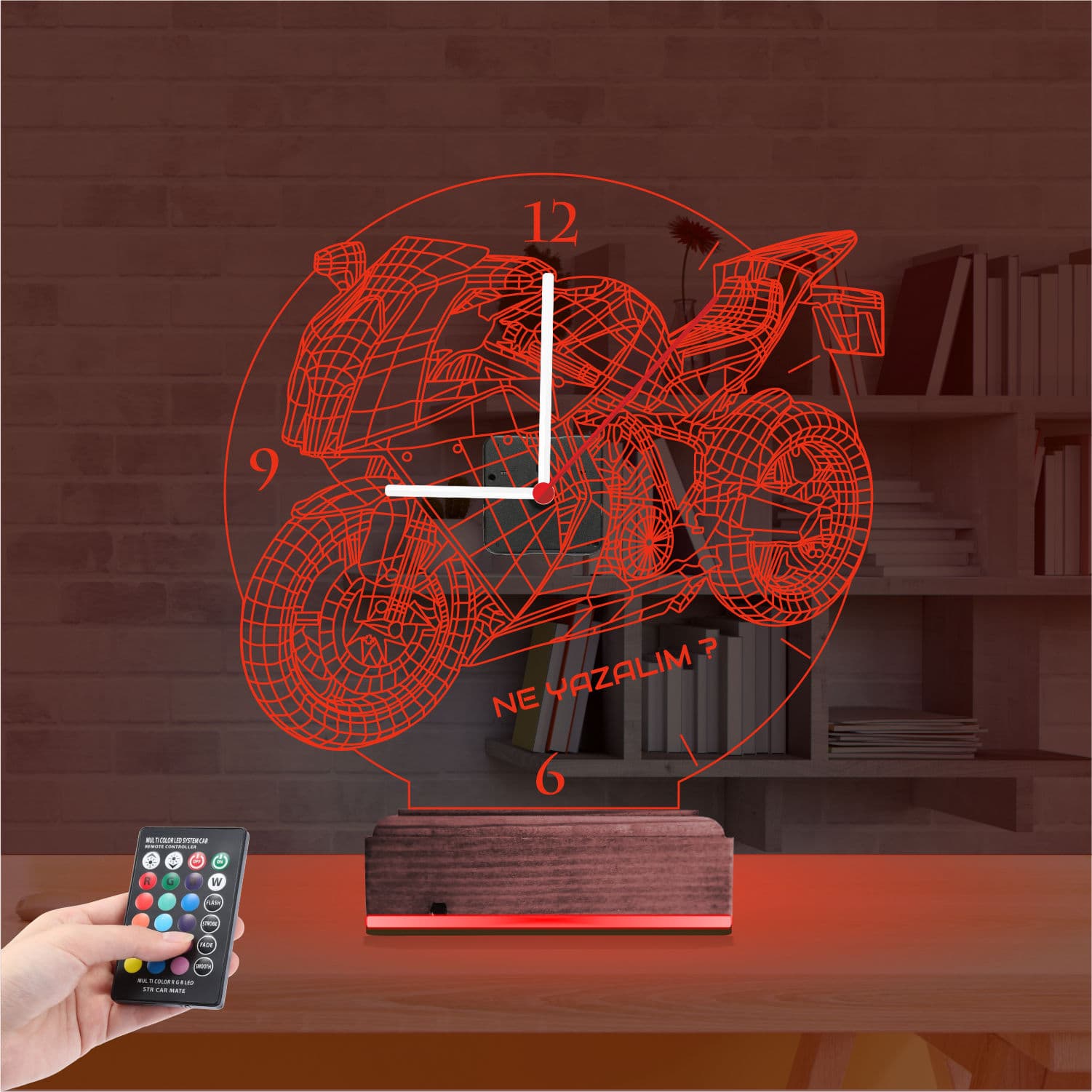 Мотоцикл — 3D LED Ночник с Часами | Подарок мужчине 7