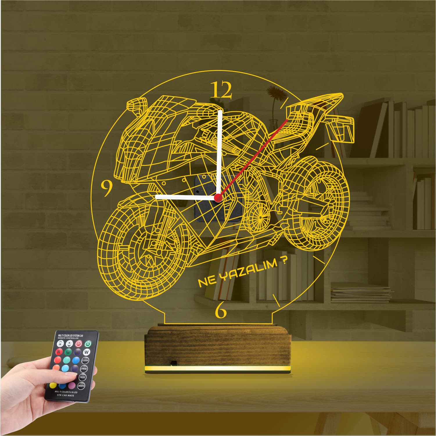 Мотоцикл — 3D LED Ночник с Часами | Подарок мужчине 8