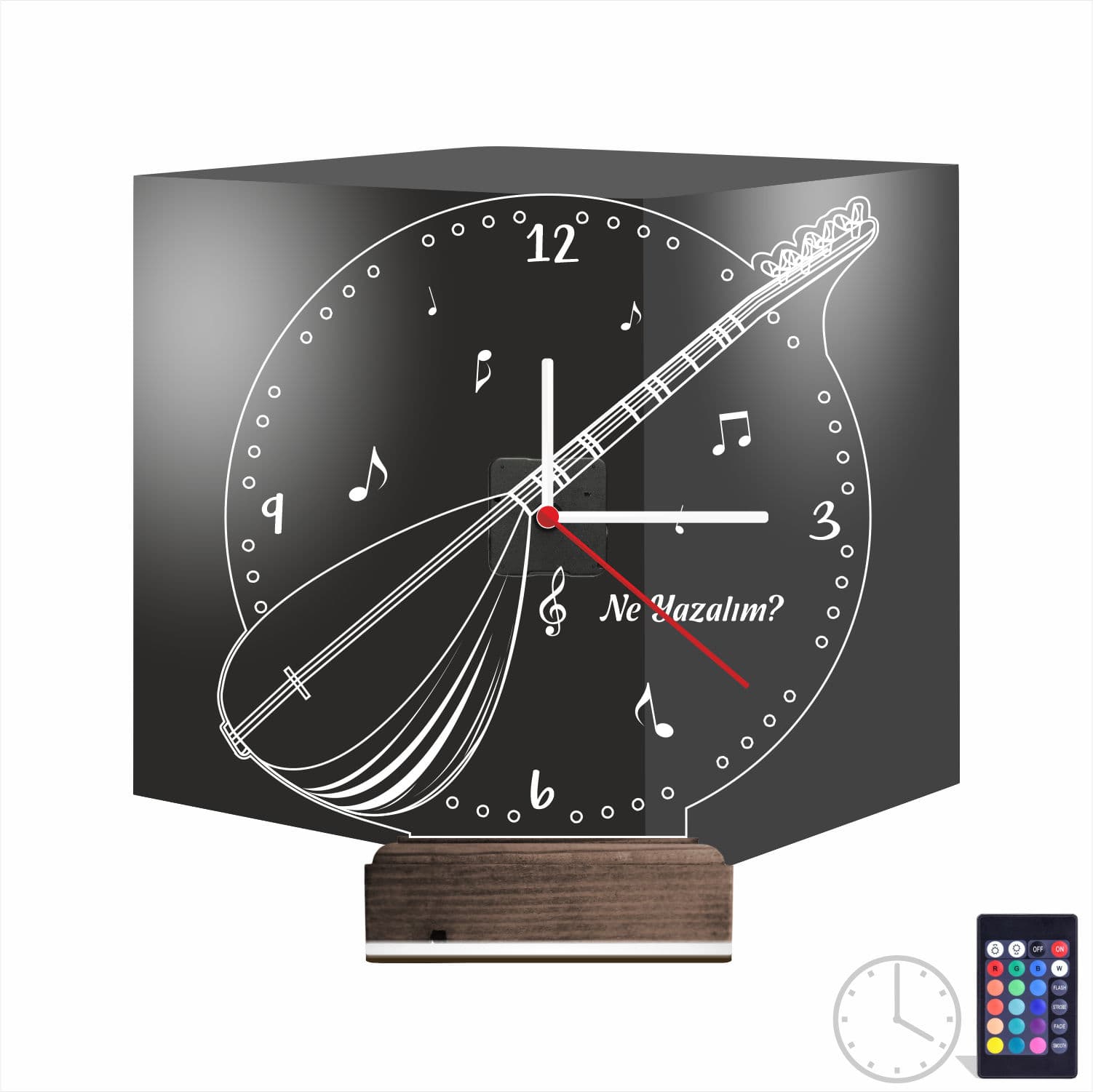 Саз — 3D LED Ночник с часами | Подарок музыканту