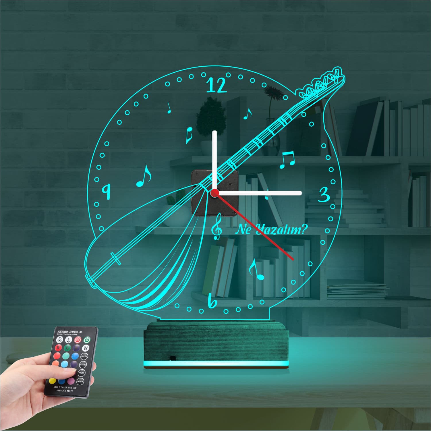 Саз — 3D LED Ночник с часами | Подарок музыканту 3