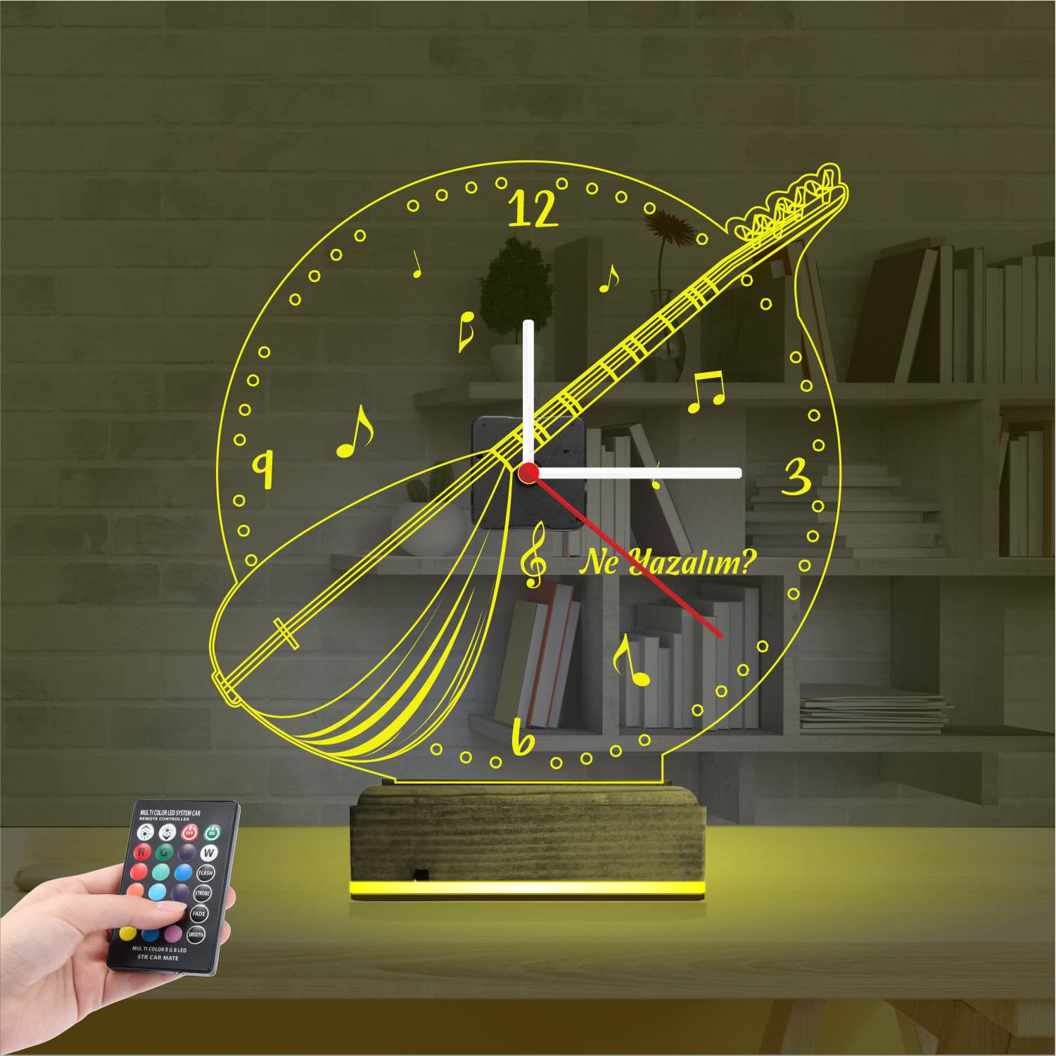 Саз — 3D LED Ночник с часами | Подарок музыканту 5