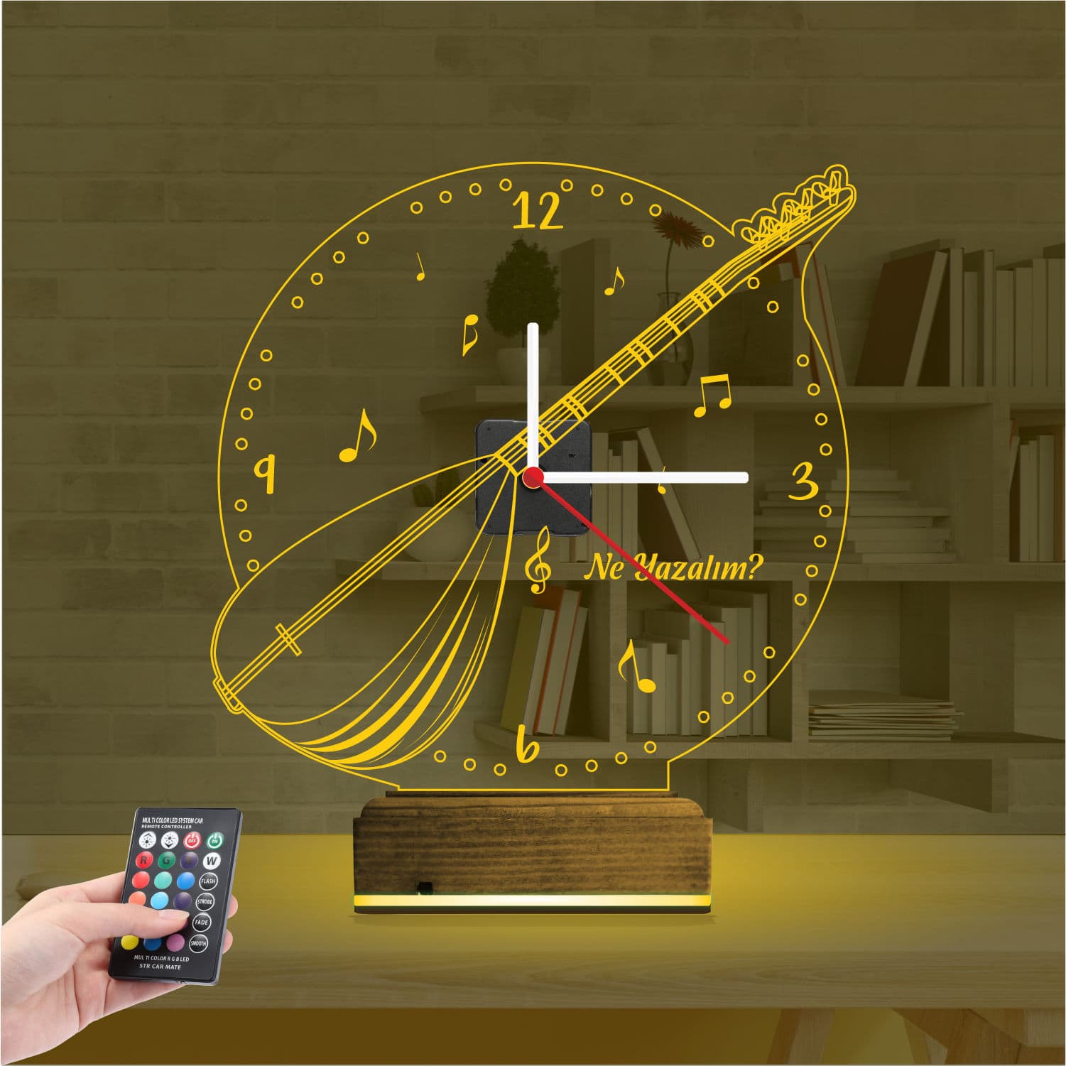 Саз — 3D LED Ночник с часами | Подарок музыканту 8