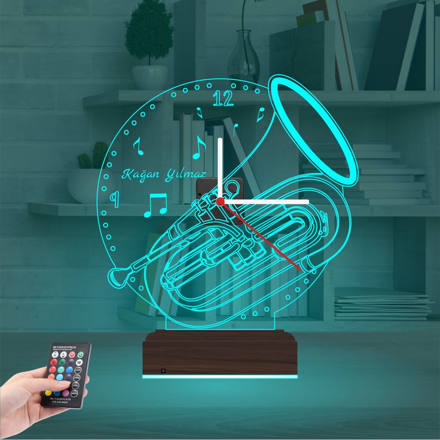 Туба с Часами — 3D LED Ночник | Подарок музыканту 3