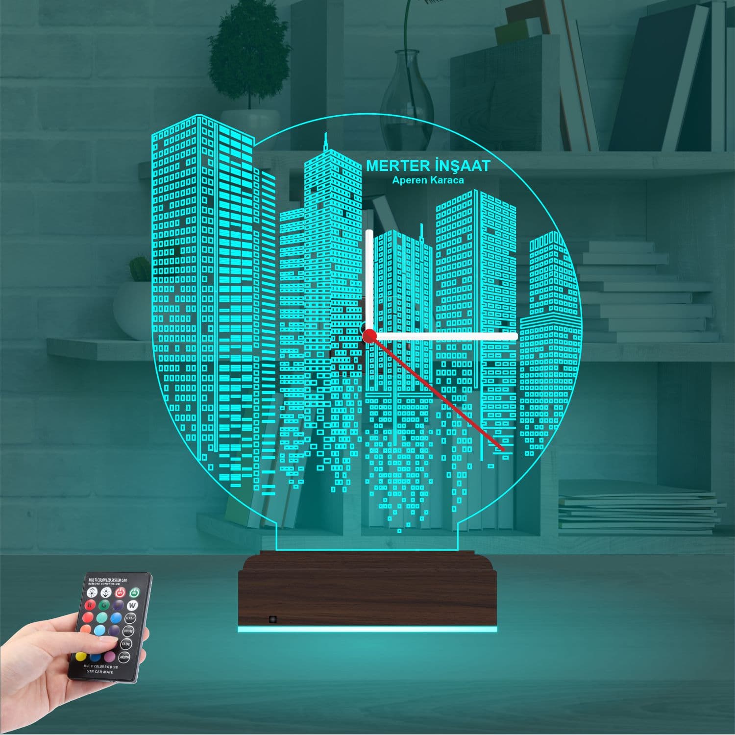 Небоскребы и Город — 3D LED Ночник с часами | Подарок мужчине 3