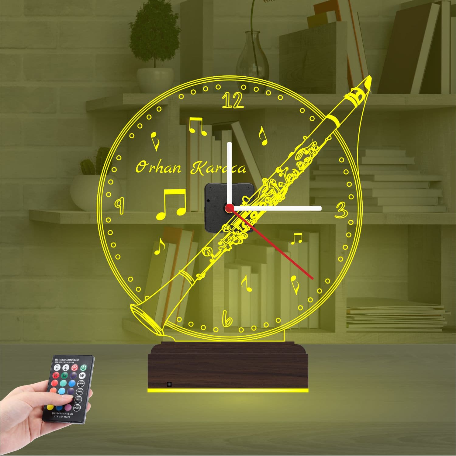 Кларнет и Музыка — 3D LED Ночник с часами | Подарок музыканту 7