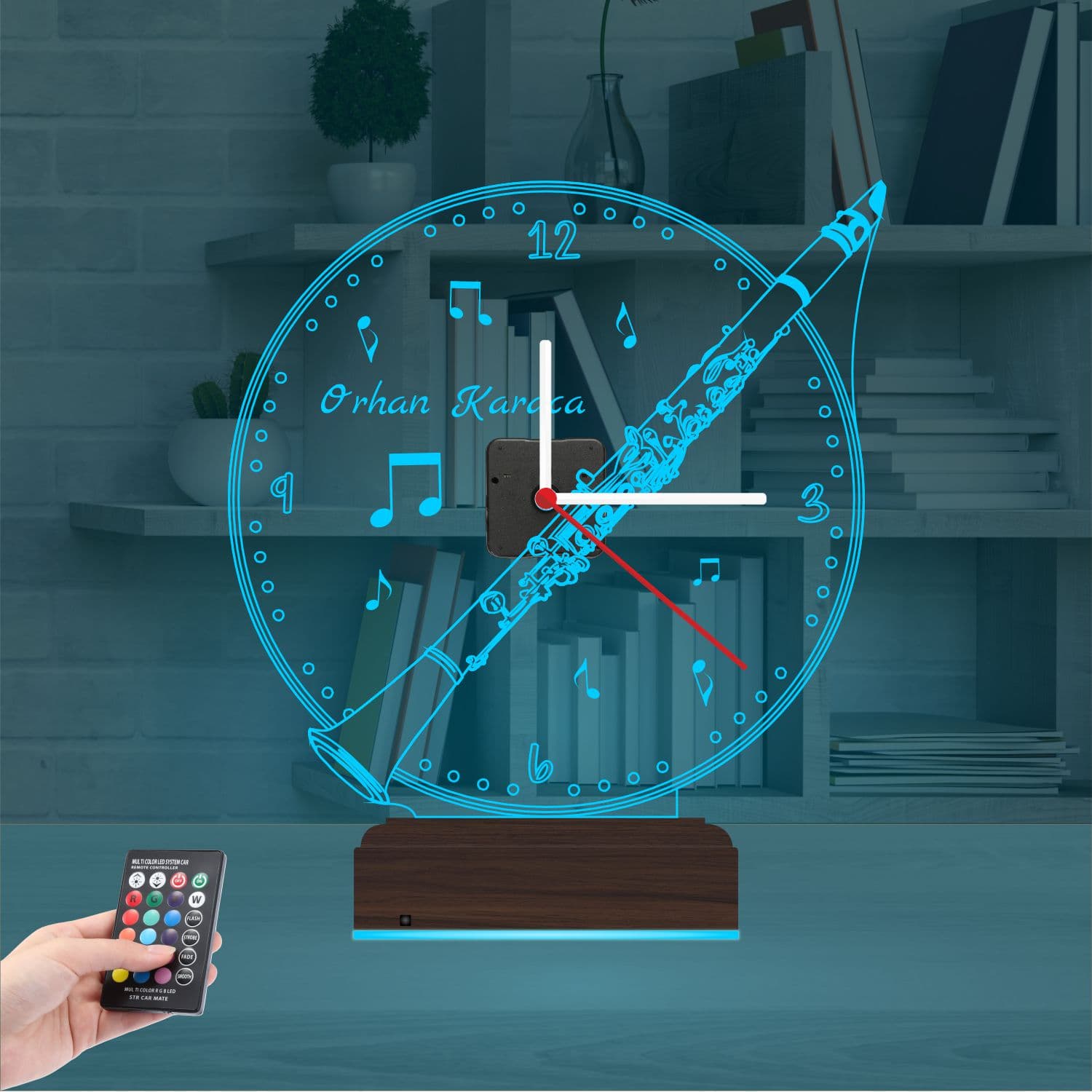 Кларнет и Музыка — 3D LED Ночник с часами | Подарок музыканту 9
