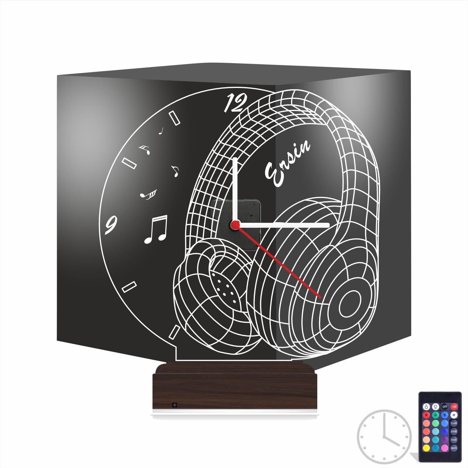 Наушники — 3D LED Ночник с часами | Подарок меломану