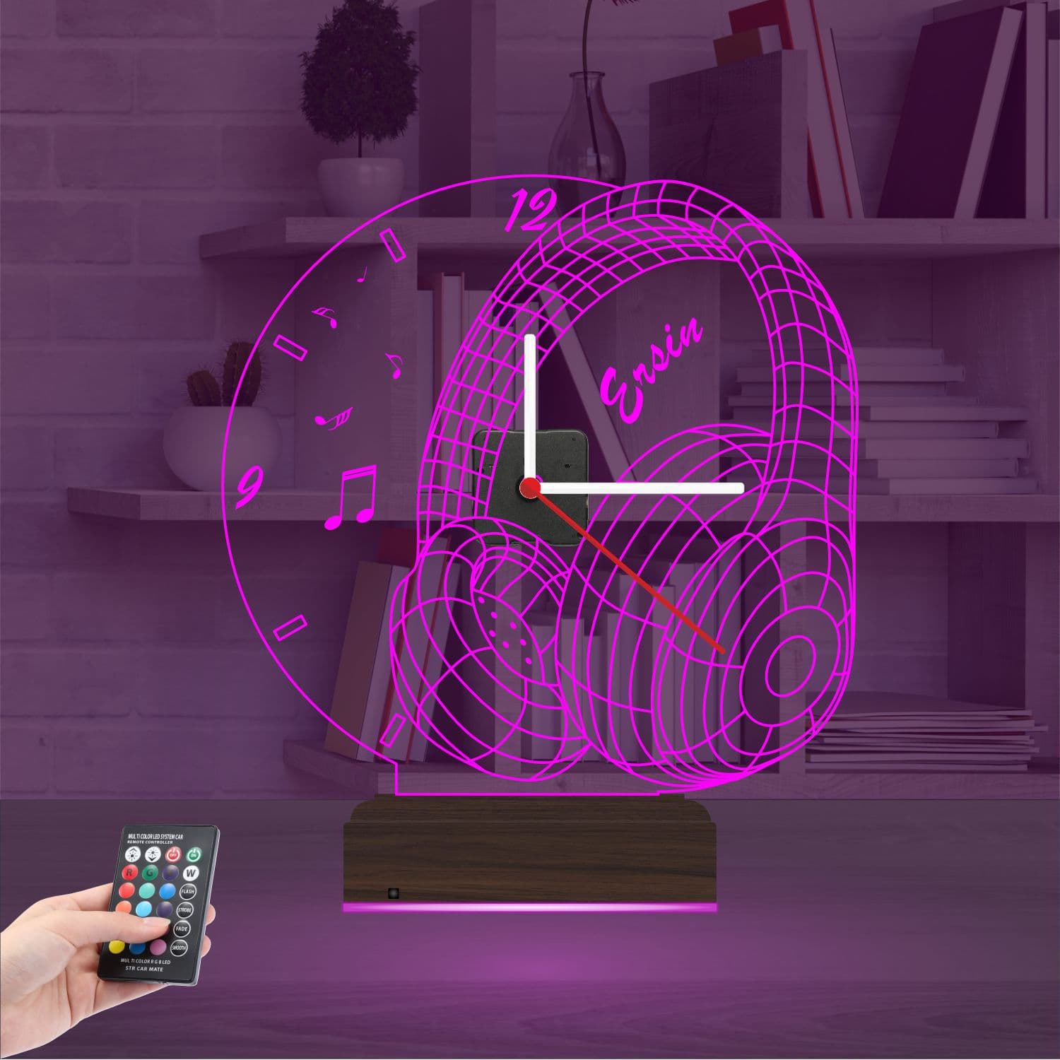 Наушники — 3D LED Ночник с часами | Подарок меломану 4