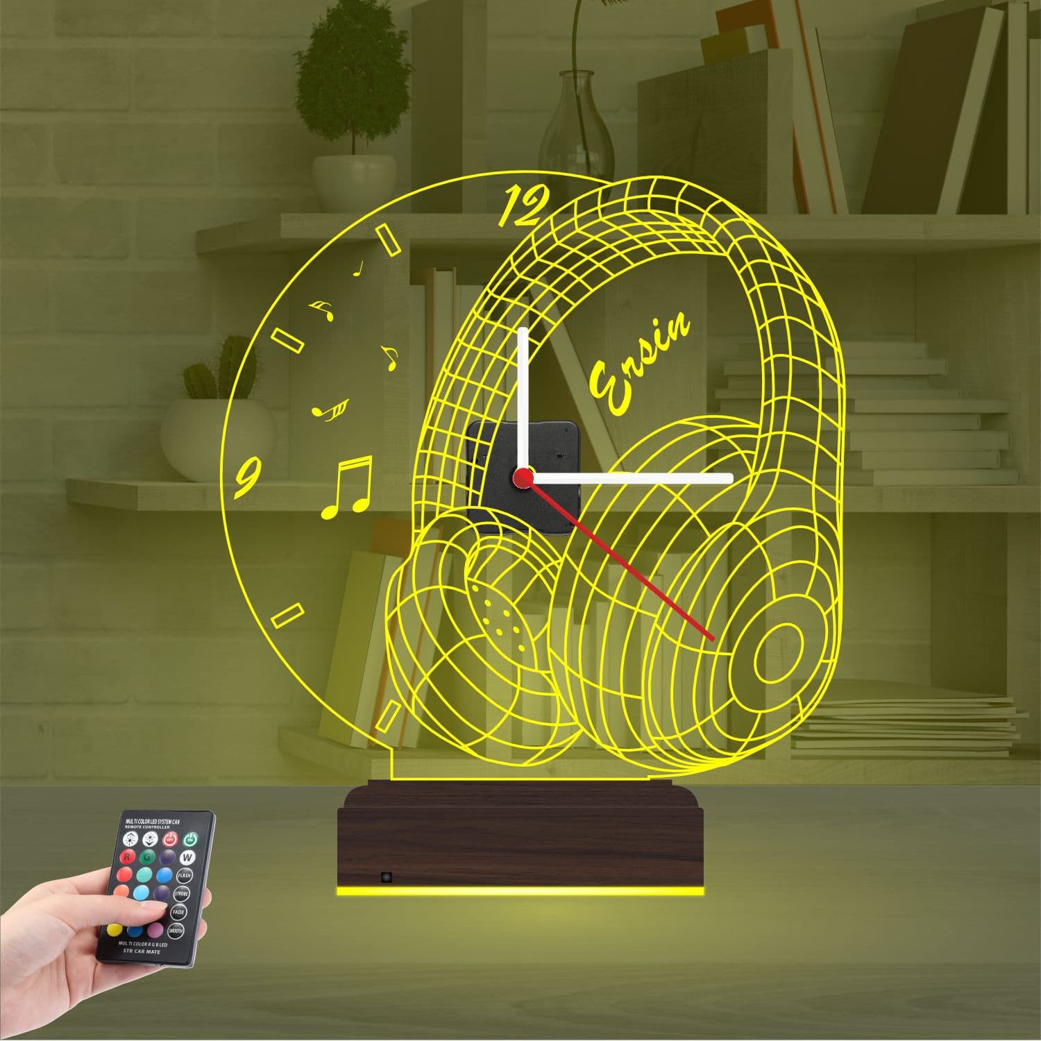 Наушники — 3D LED Ночник с часами | Подарок меломану 7