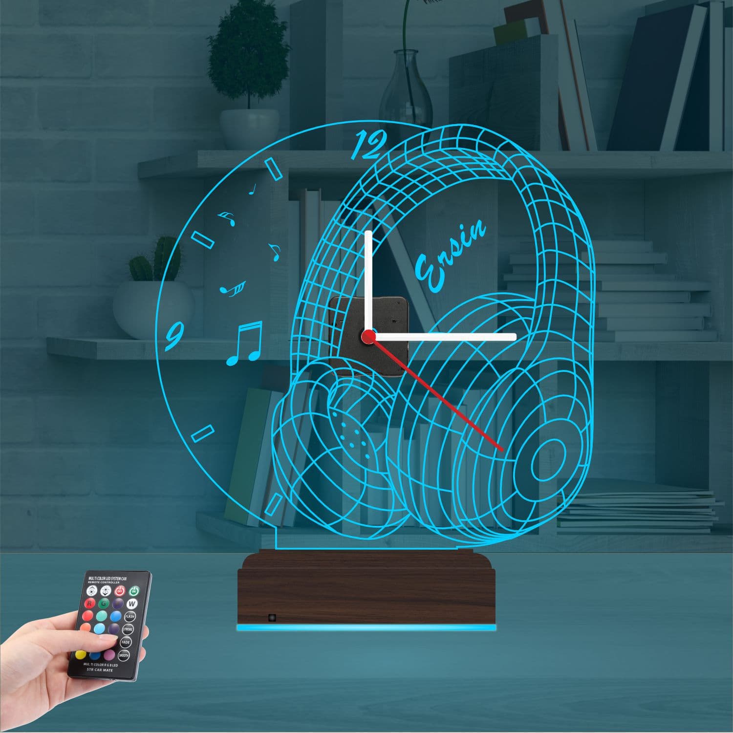 Наушники — 3D LED Ночник с часами | Подарок меломану 9