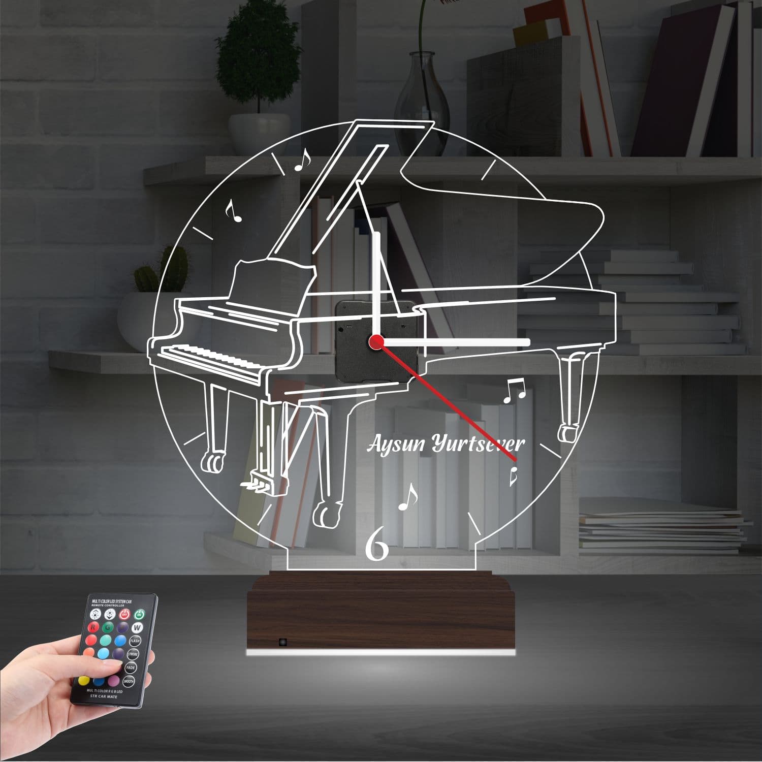 Рояль с часами — 3D LED Ночник | Подарок музыканту