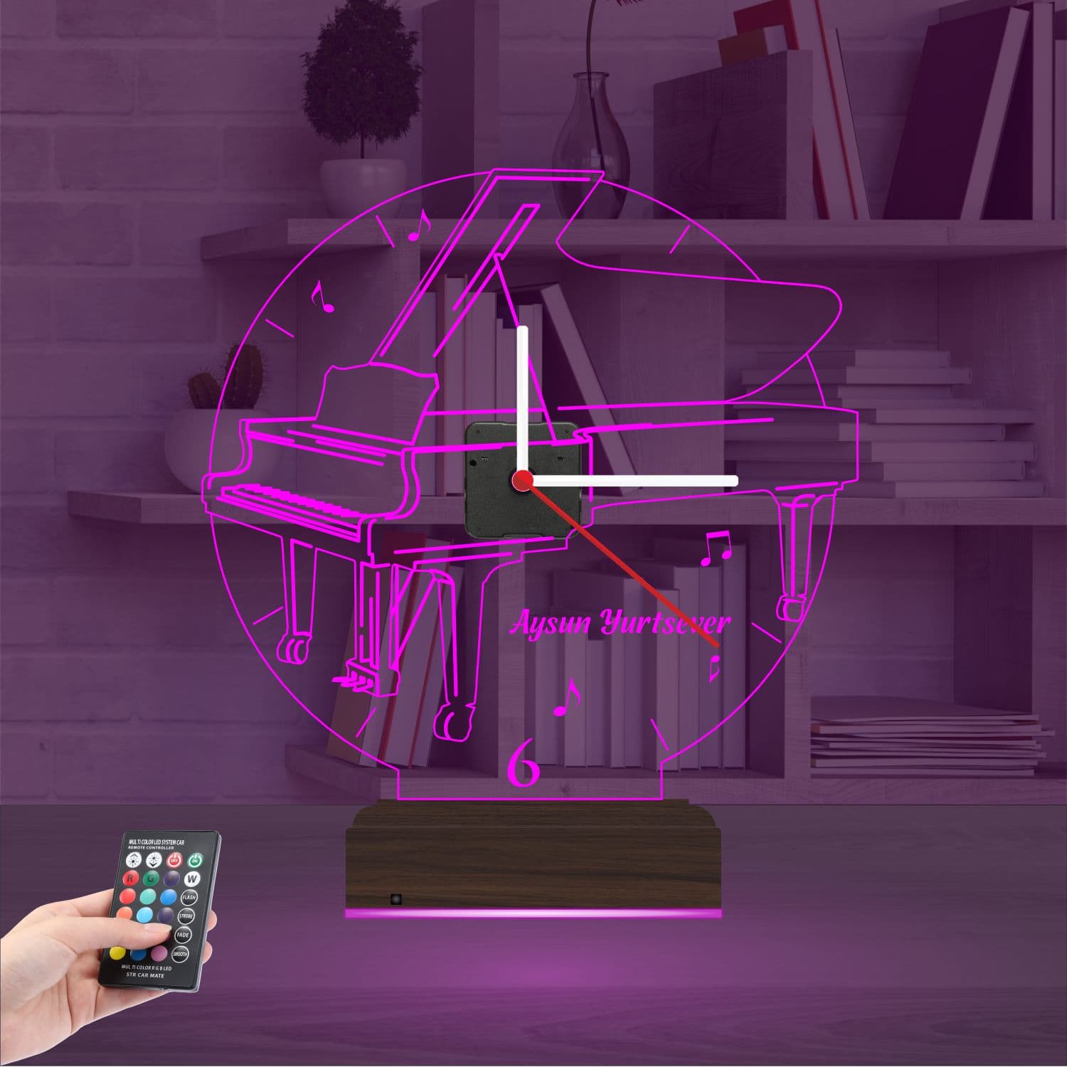 Рояль с часами — 3D LED Ночник | Подарок музыканту 4