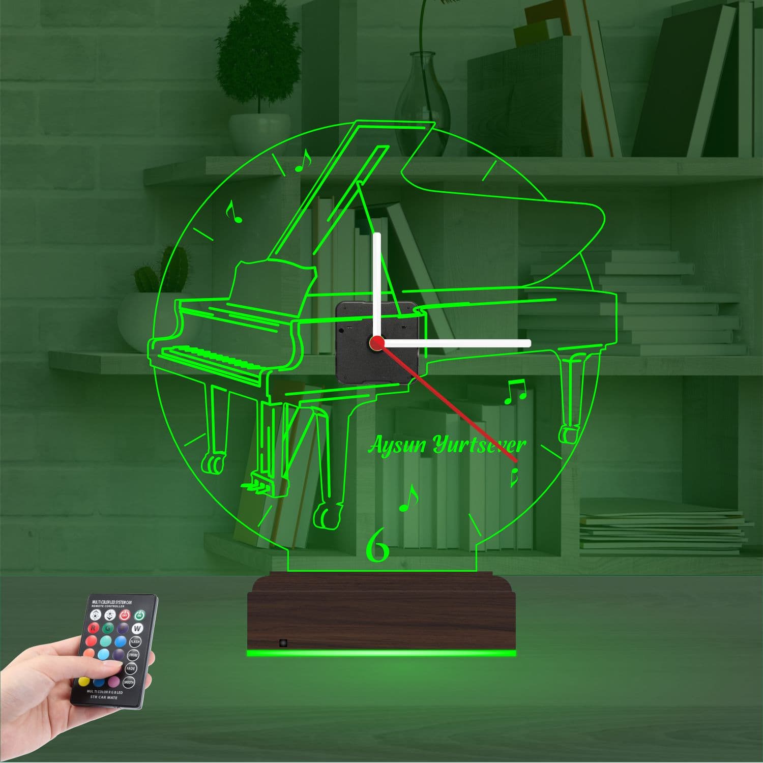 Рояль с часами — 3D LED Ночник | Подарок музыканту 6