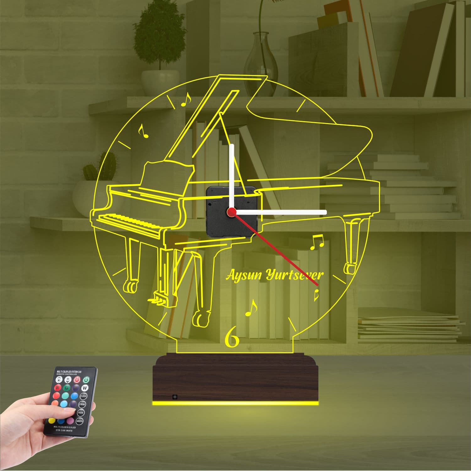 Рояль с часами — 3D LED Ночник | Подарок музыканту 7