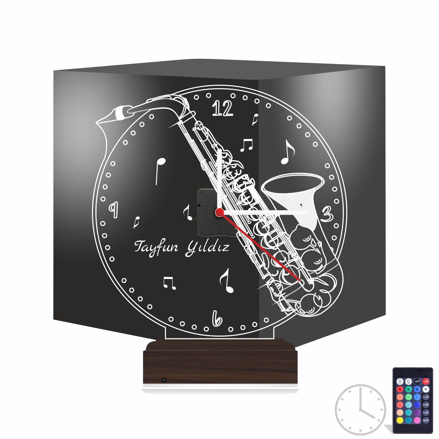 Саксофон с часами 3D Ночник с именем