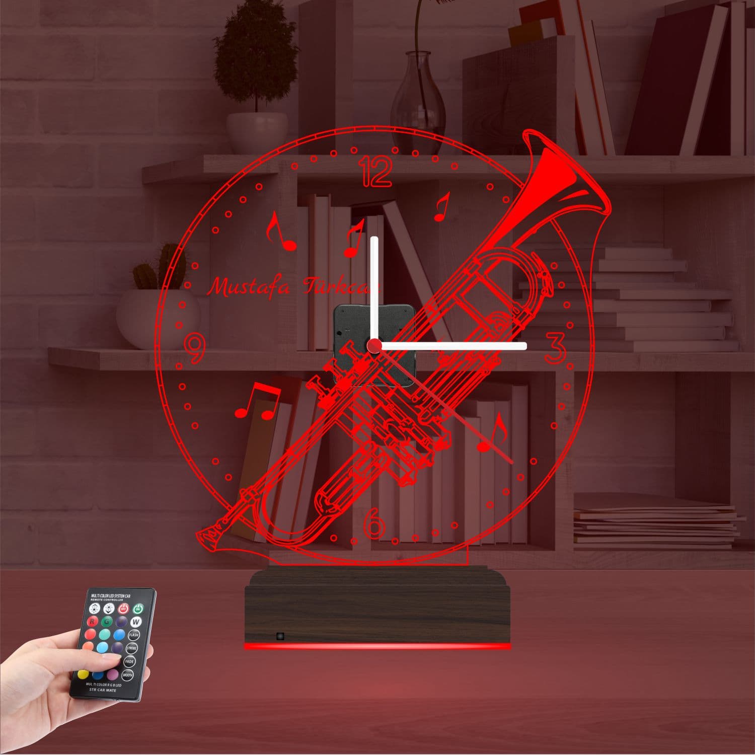 Труба и Музыка 3D Ночник с Часами 5