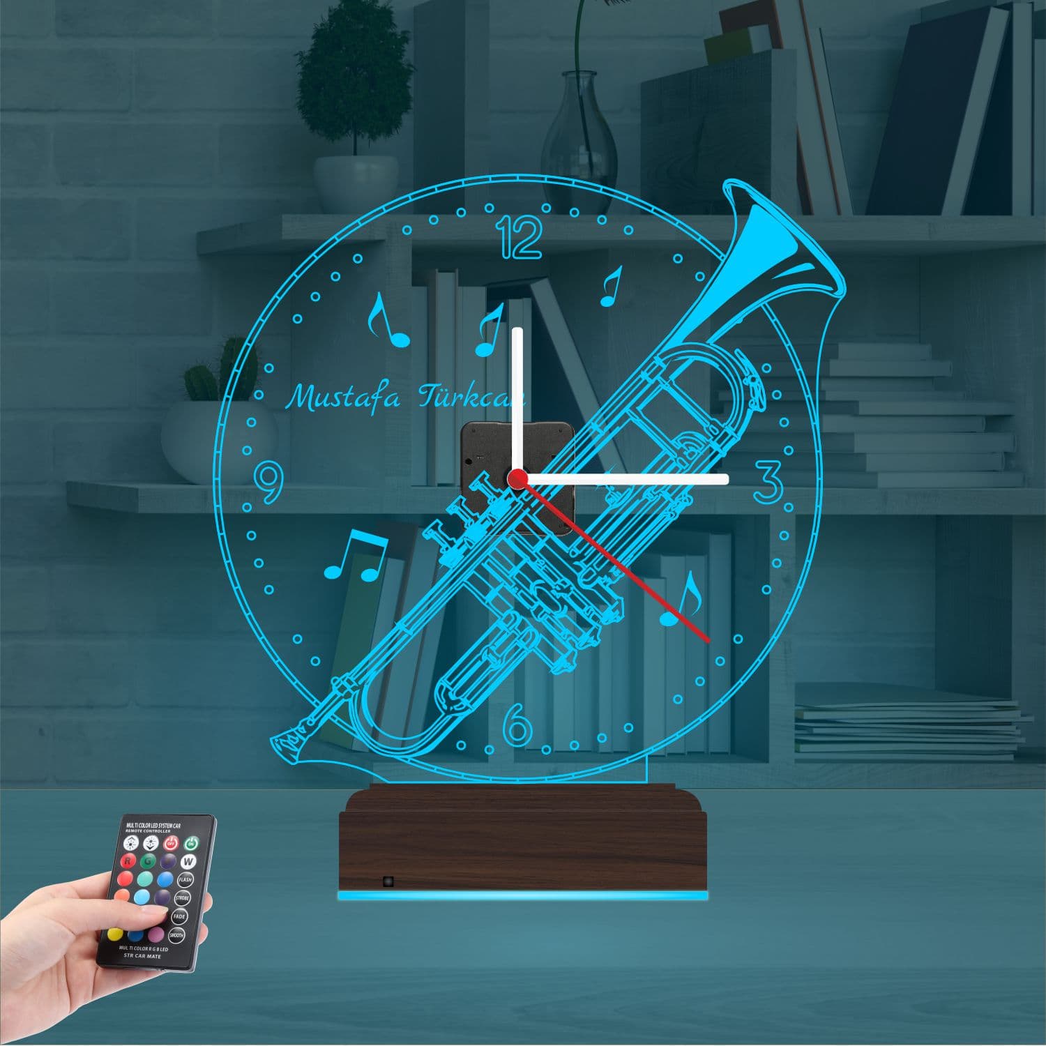 Труба и Музыка 3D Ночник с Часами 9