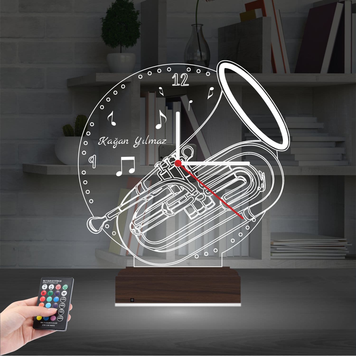 Туба с часами — 3D LED Ночник | Подарок музыканту