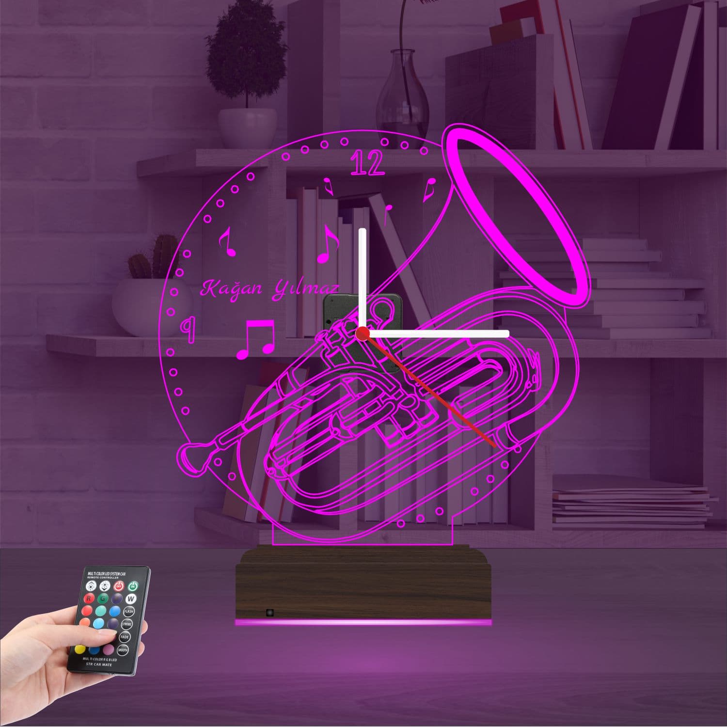 Туба с часами — 3D LED Ночник | Подарок музыканту 4