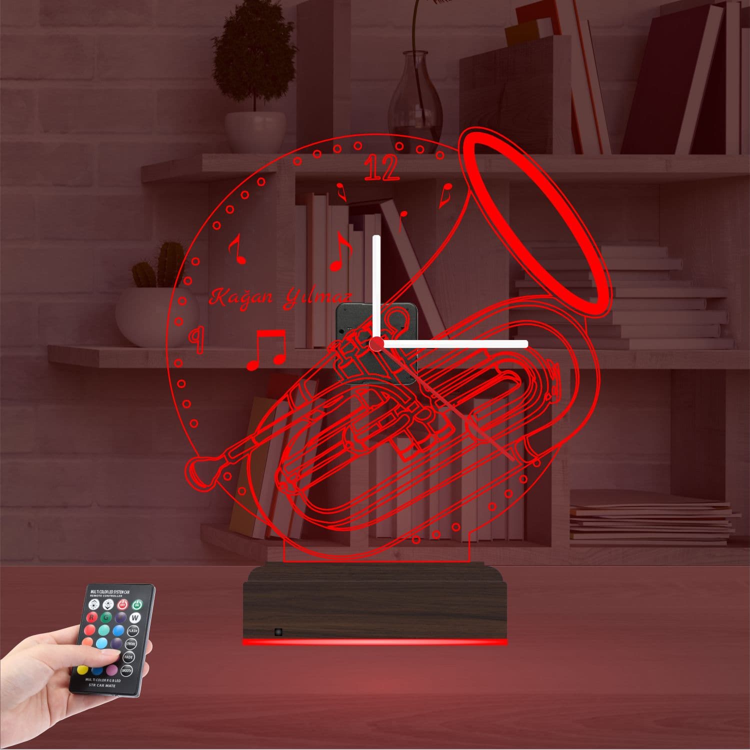 Туба с часами — 3D LED Ночник | Подарок музыканту 5