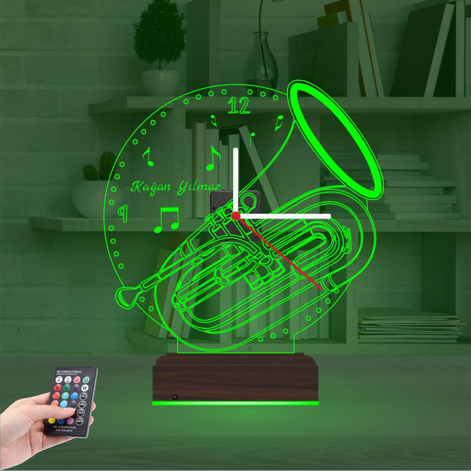 Туба с часами — 3D LED Ночник | Подарок музыканту 6