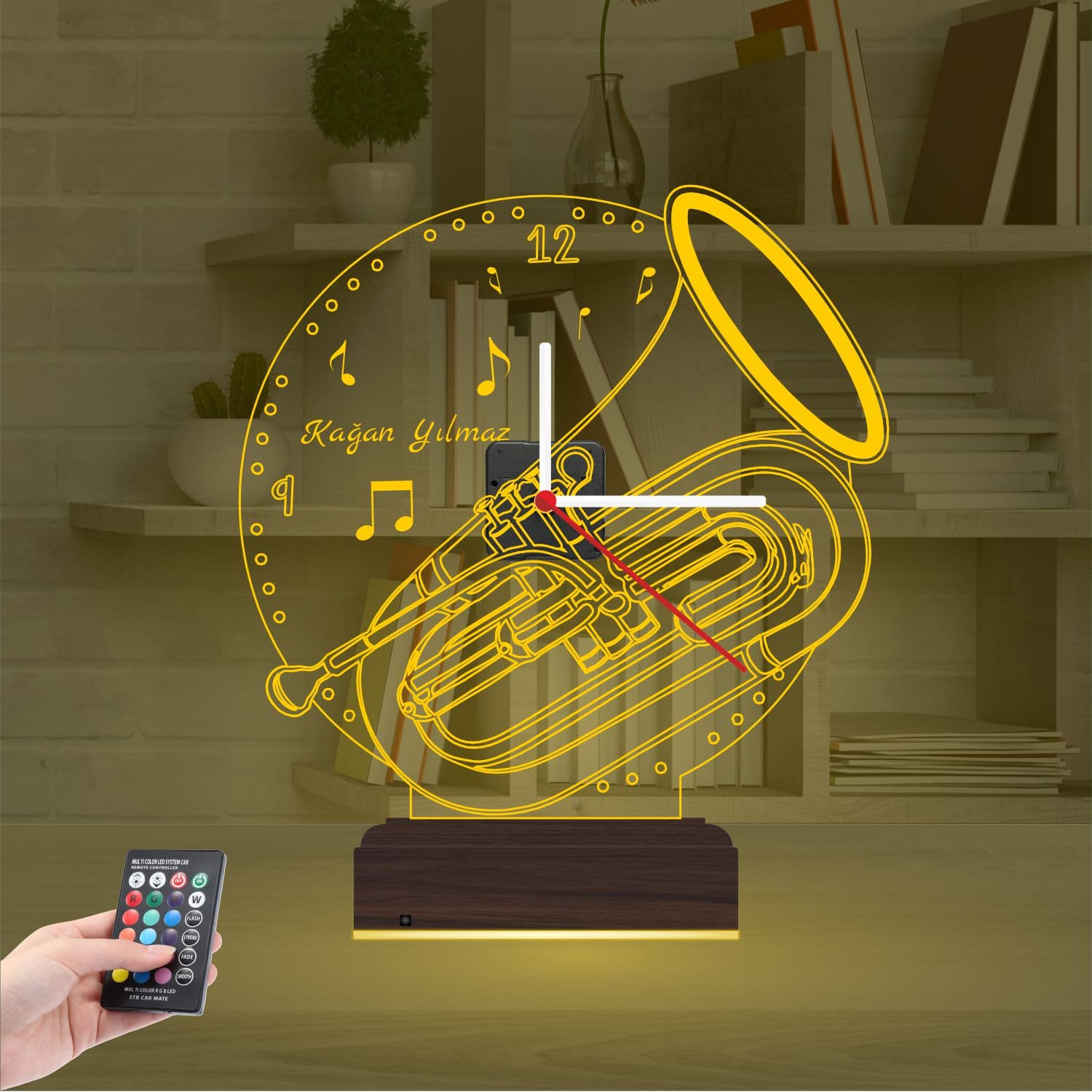 Туба с часами — 3D LED Ночник | Подарок музыканту 8