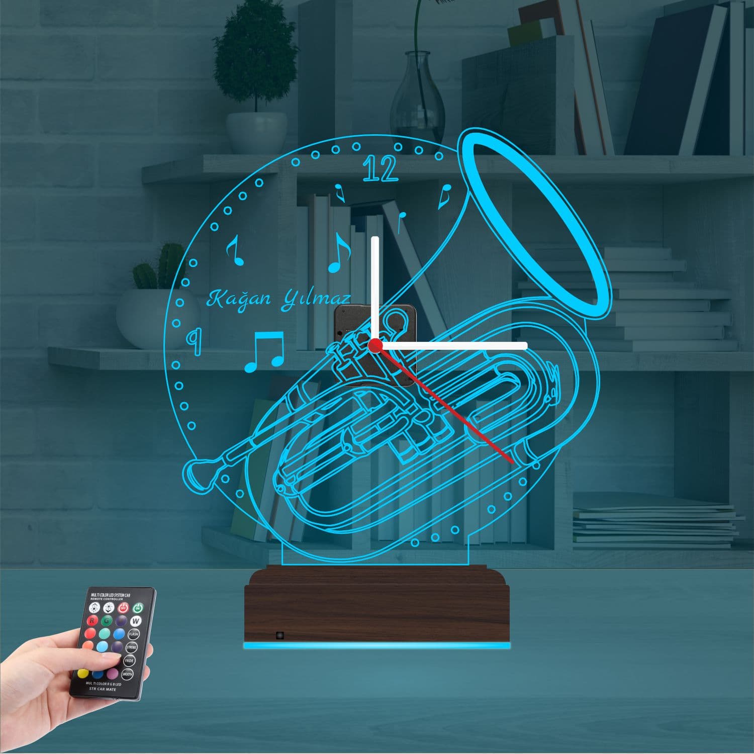 Туба с часами — 3D LED Ночник | Подарок музыканту 9