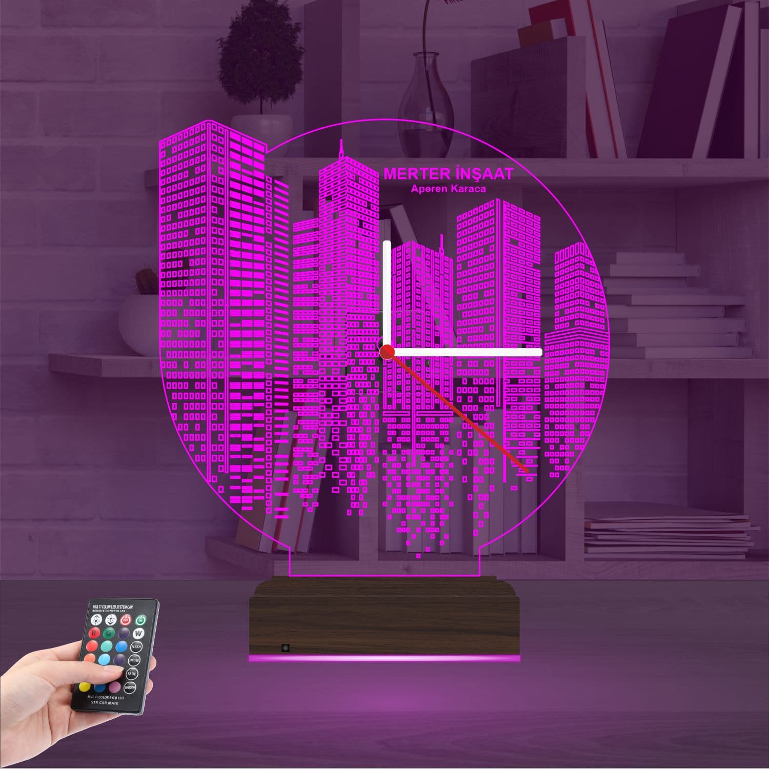 Город и Небоскребы — 3D LED Ночник с Часами | Подарок коллеге 4