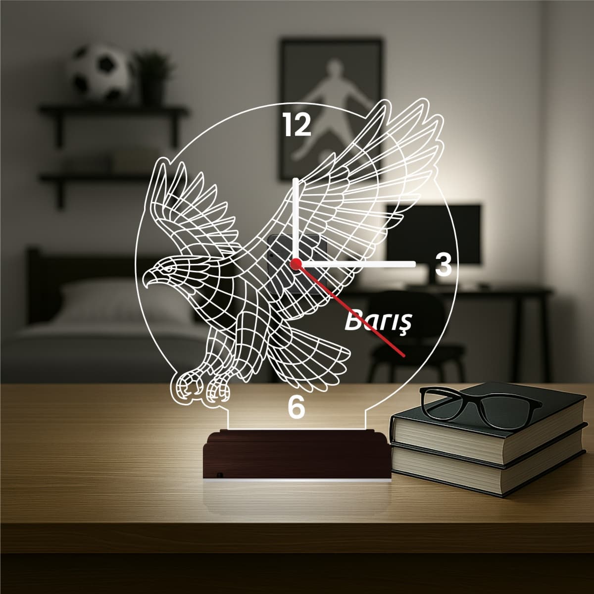Орёл — 3D LED Ночник-Часы | Подарок мужчине