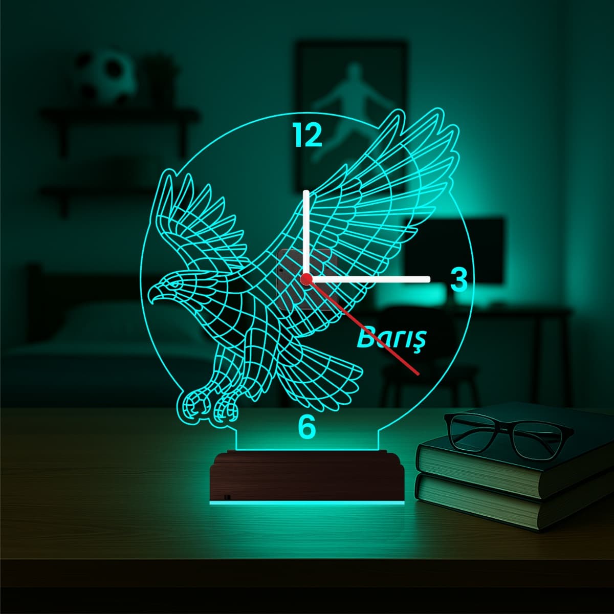 Орёл — 3D LED Ночник-Часы | Подарок мужчине