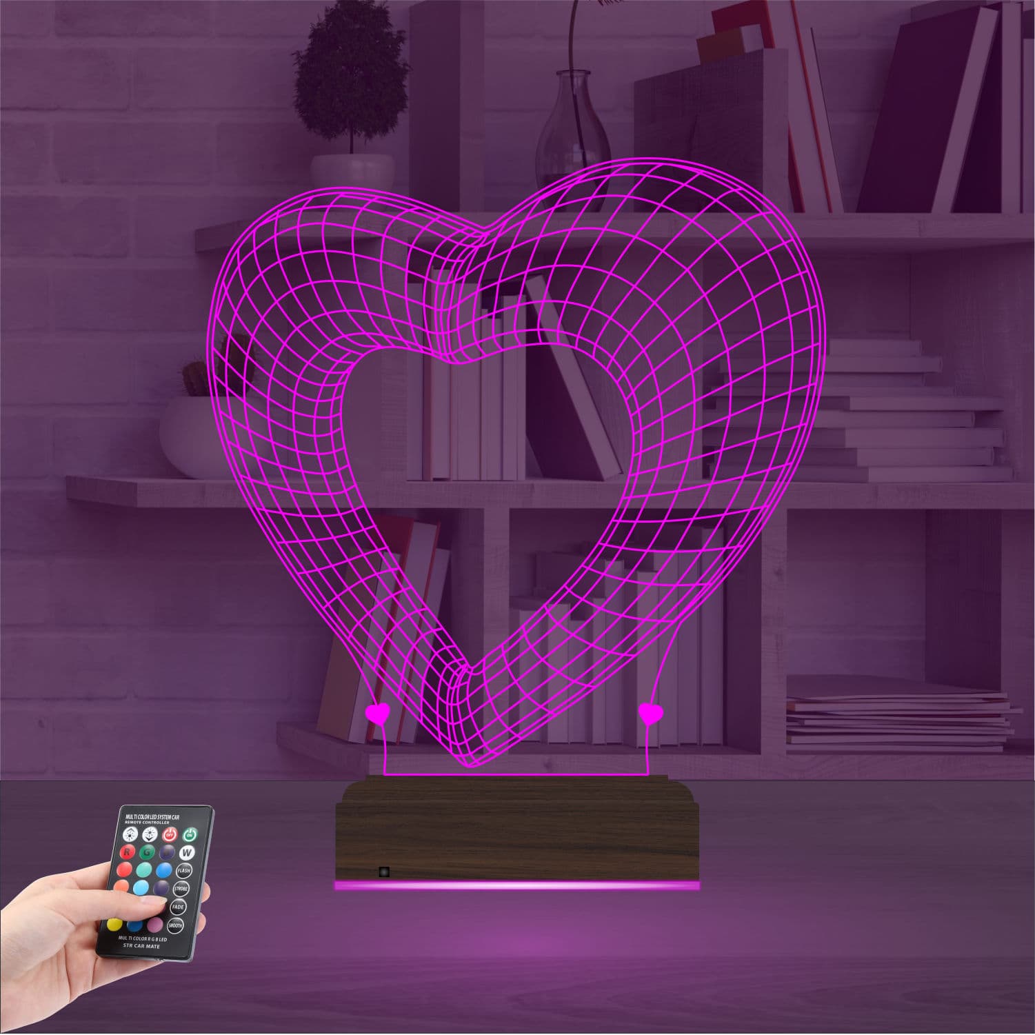 Сердце — 3D LED Ночник | Романтический подарок 4