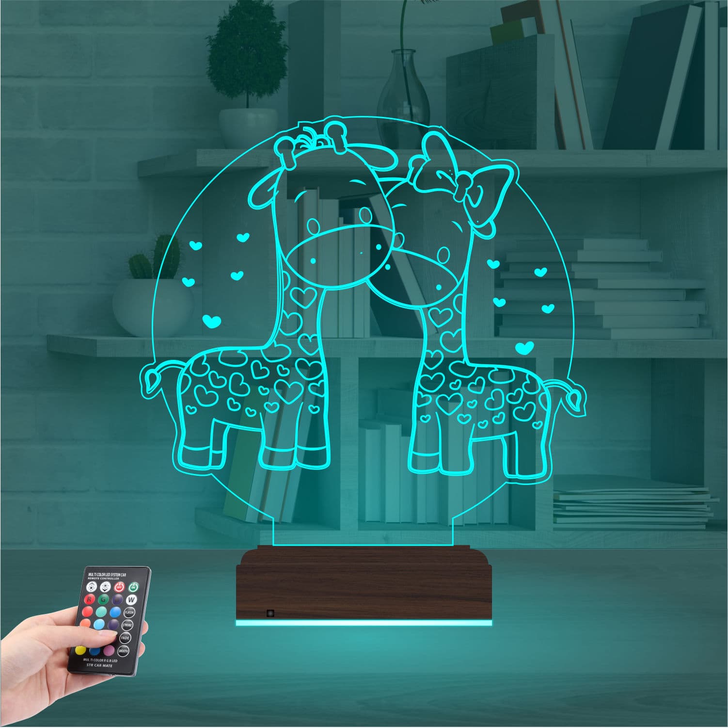 Влюбленные жирафы — 3D LED Ночник | Подарок детям и влюбленным 3