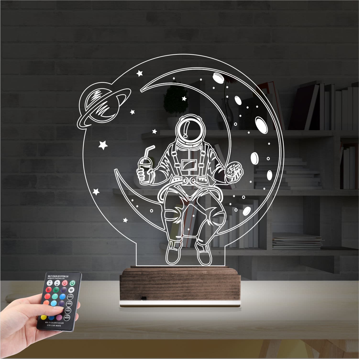 Космонавт на луне — 3D LED Ночник | Подарок детям 2