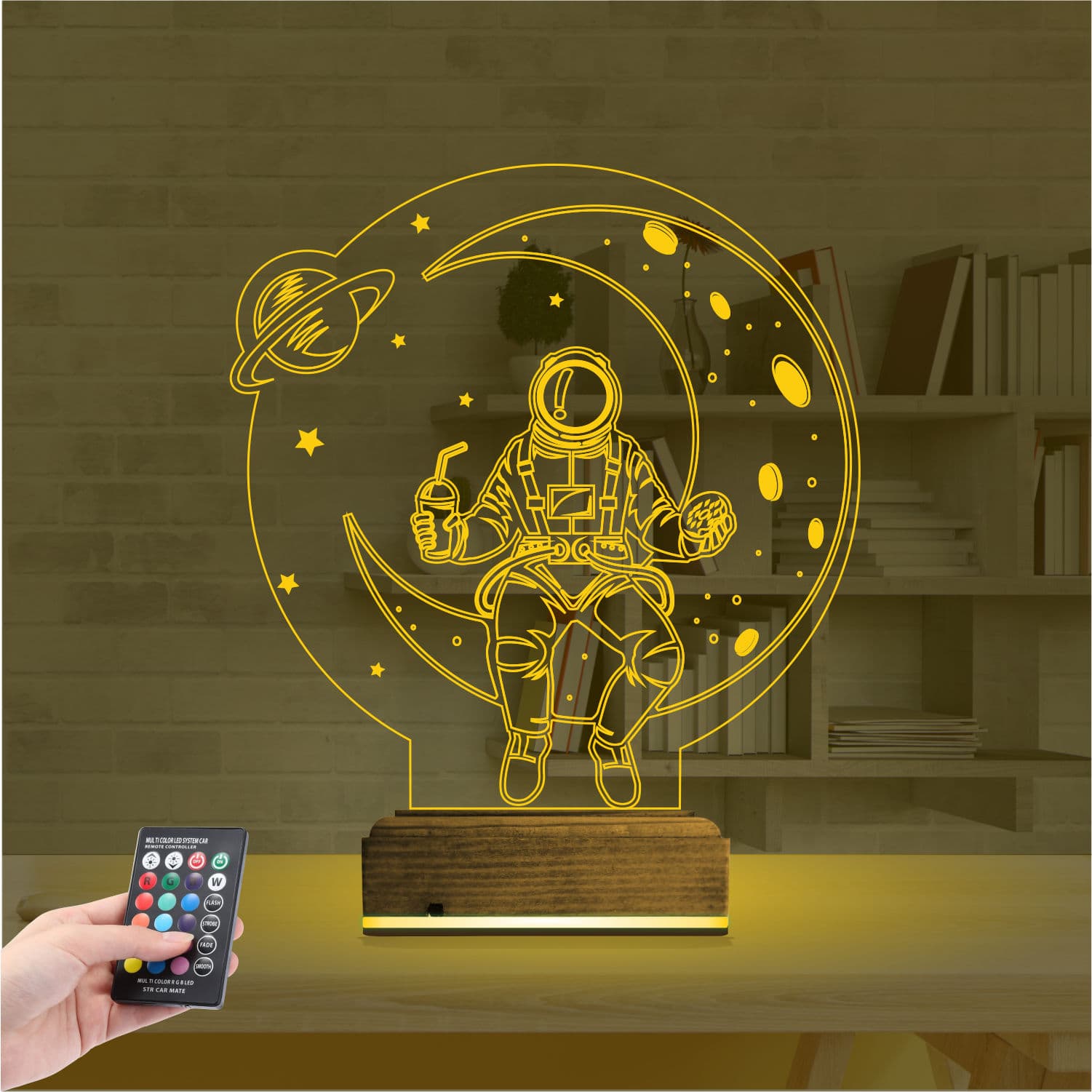 Космонавт на луне — 3D LED Ночник | Подарок детям 8