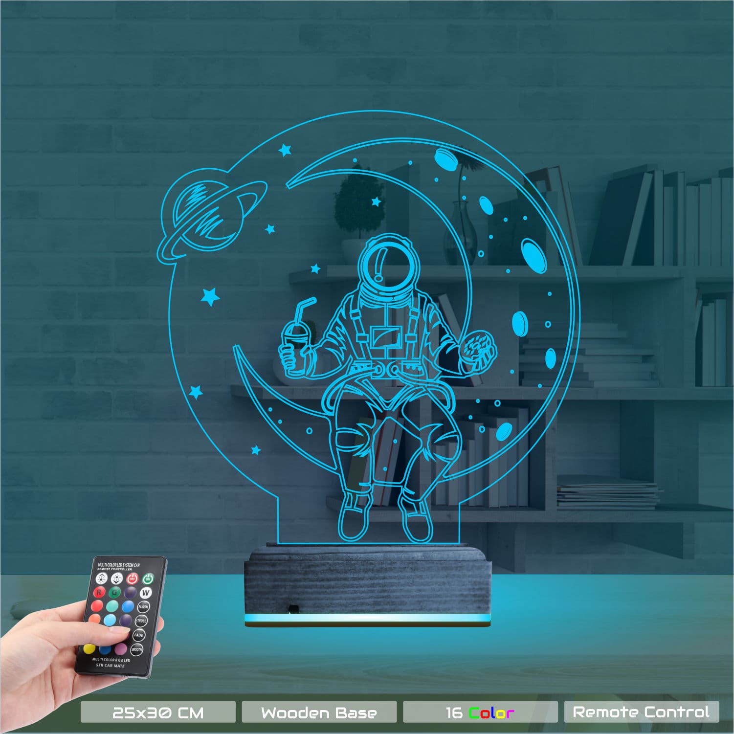 Космонавт на луне — 3D LED Ночник | Подарок детям 9