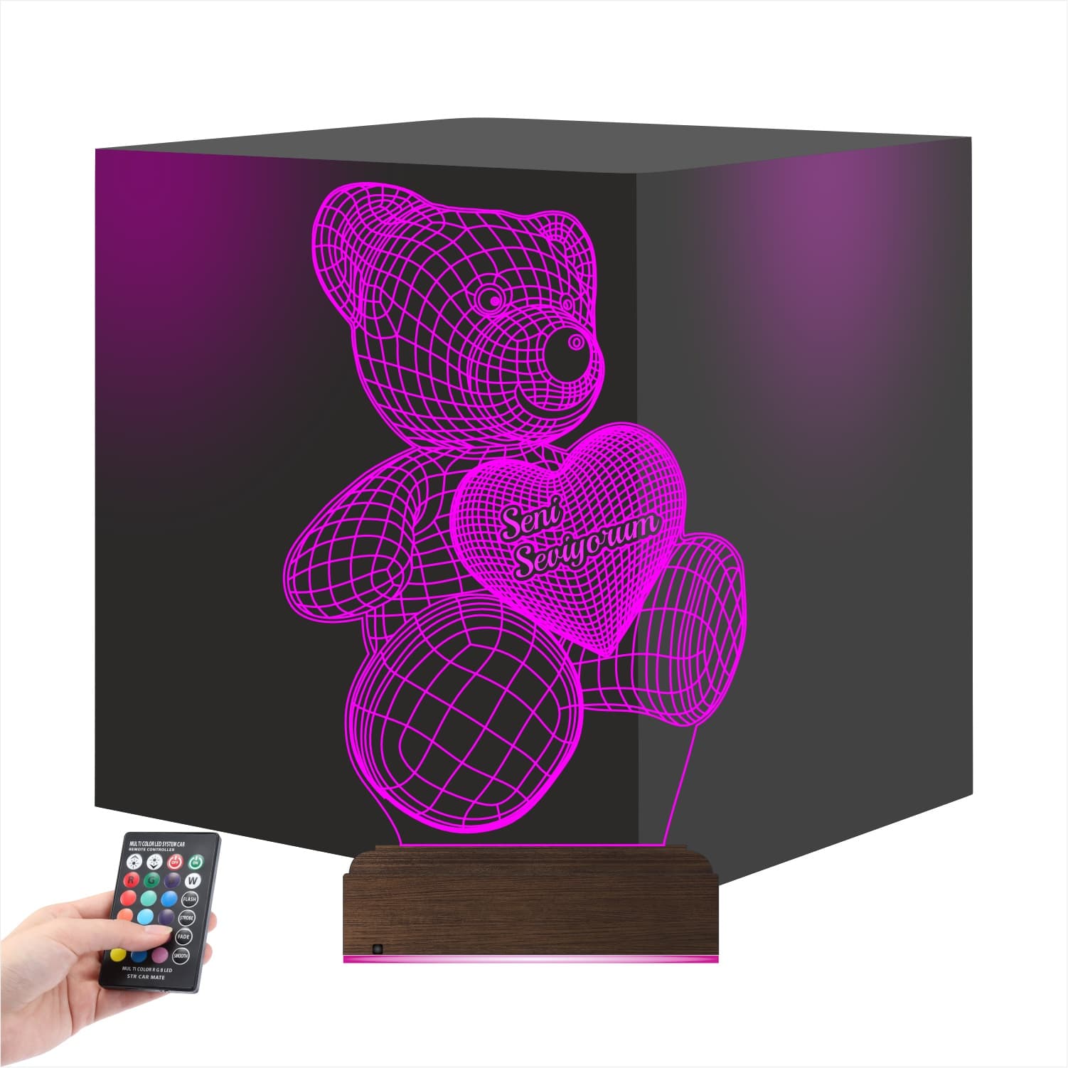 Мишка «Seni Seviyorum» — 3D LED Ночник | Подарок любимым 1