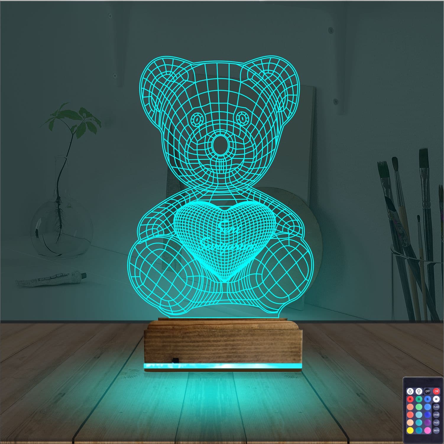 Мишка с сердцем — 3D LED Ночник | Романтический подарок 3